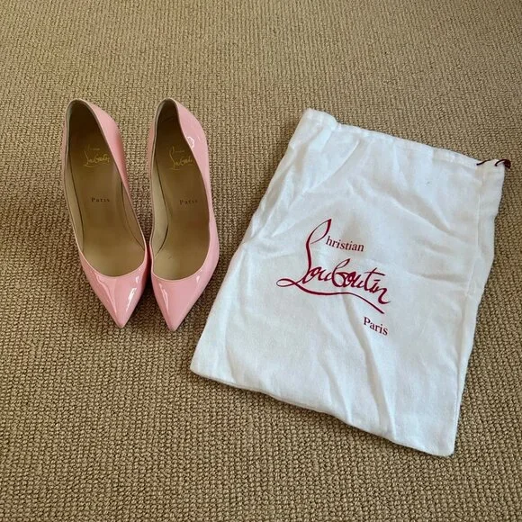 Christian Louboutin Patent Pink Stiletto Pumps - Picture 2 of 11